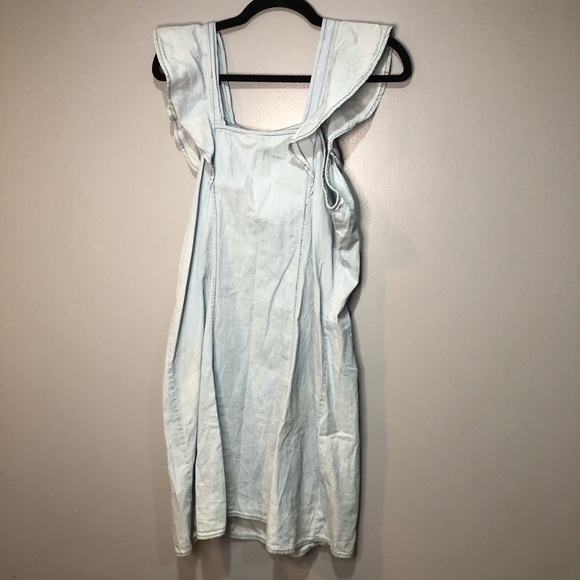 M.P.H. Collection Ruffle Light Wash Denim Dress - Picture 2 of 5